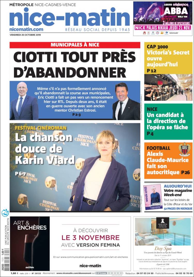 Portada de Nice-Matin (Francia)