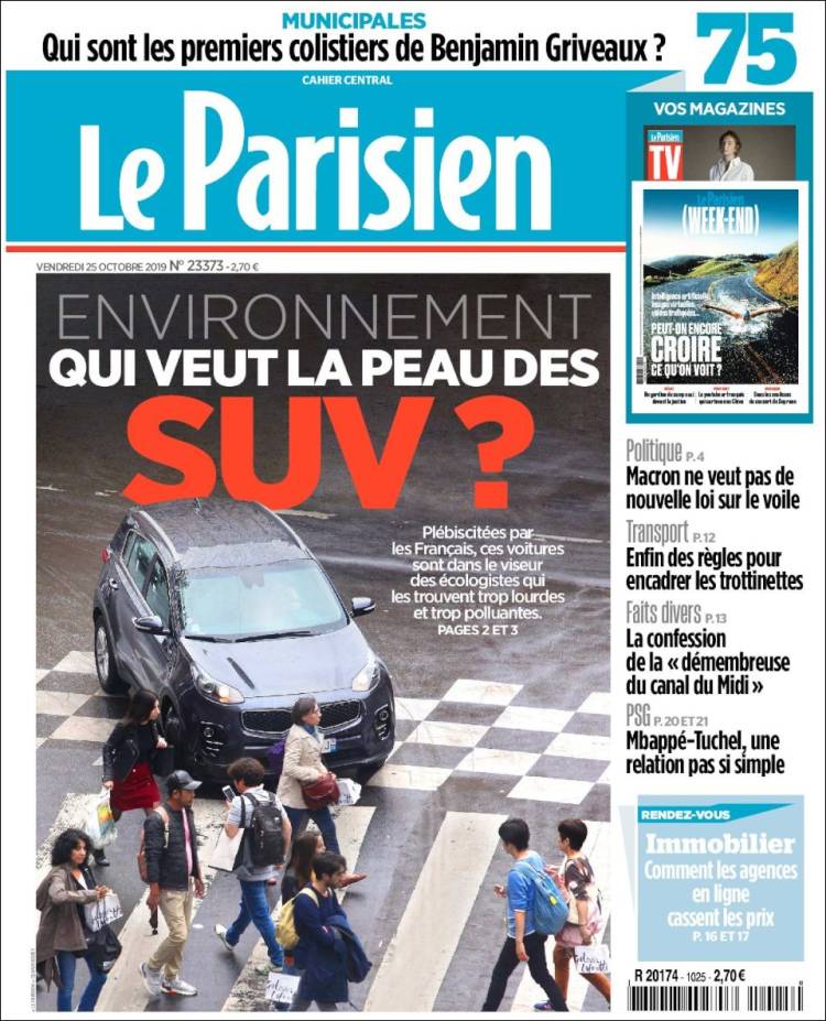 Portada de Le Parisien (Francia)