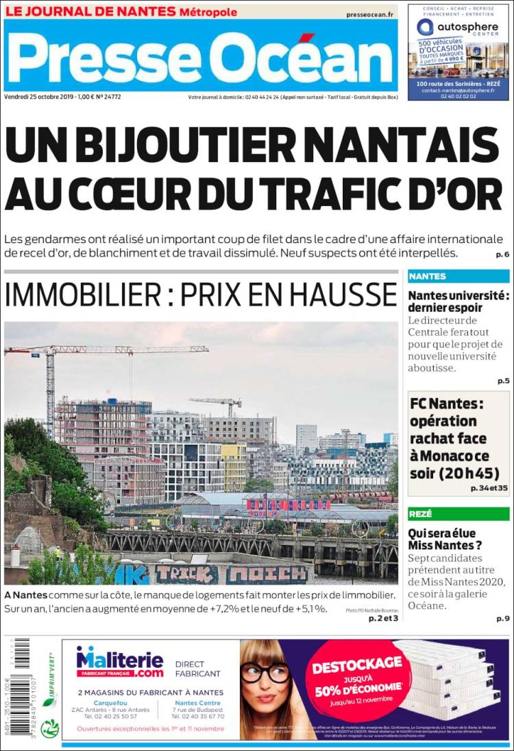 Portada de Presse Ocean (Francia)