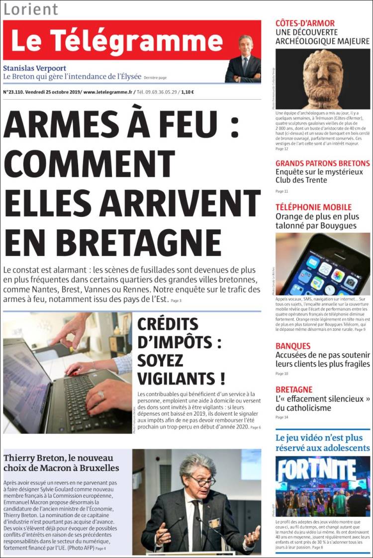 Portada de Télégramme (Francia)