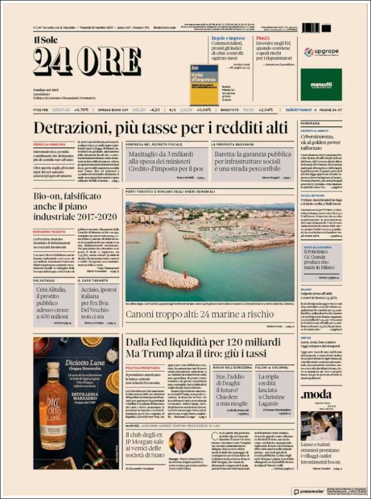 Portada de Il Sole 24 ORE (Italia)