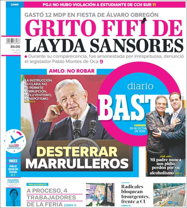 Portada de Diario Basta (México)