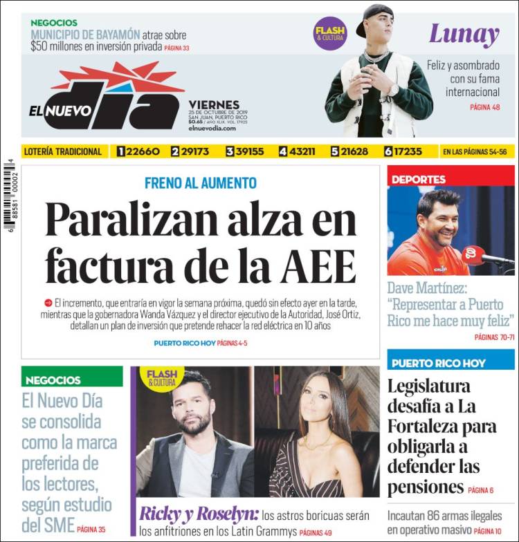 Portada de El Nuevo Día (Puerto Rico)