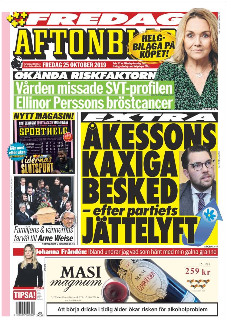 Portada de Aftonbladet (Suecia)