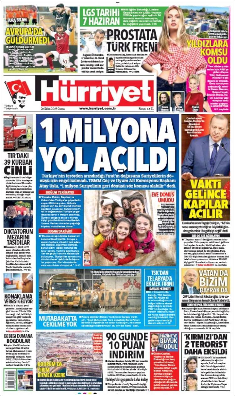Portada de Hürriyet (Turqu&iacute;a)