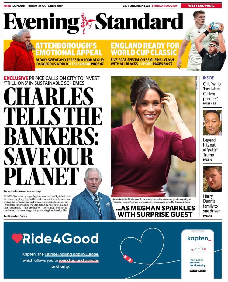 Portada de Evening Standard (Reino Unido)