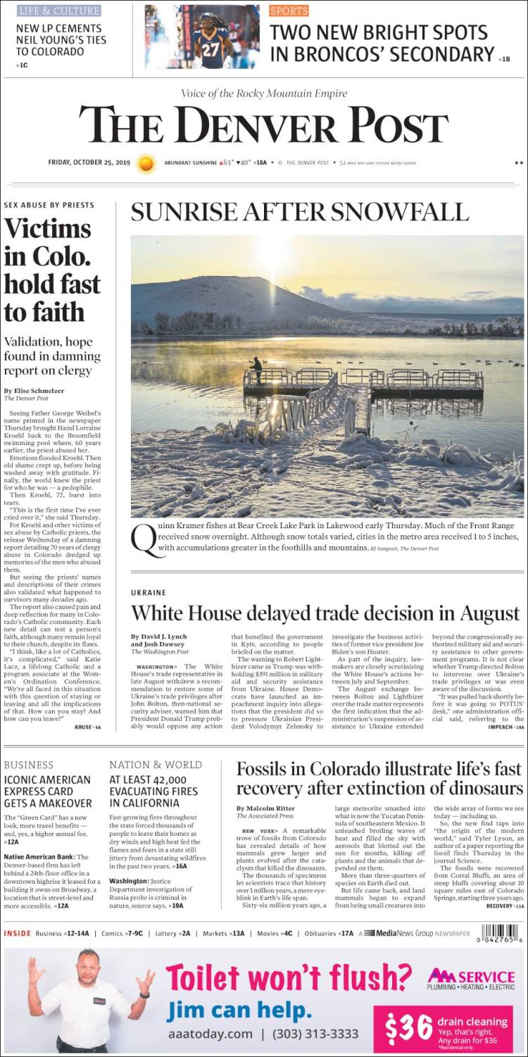 Portada de The Denver Post (USA)