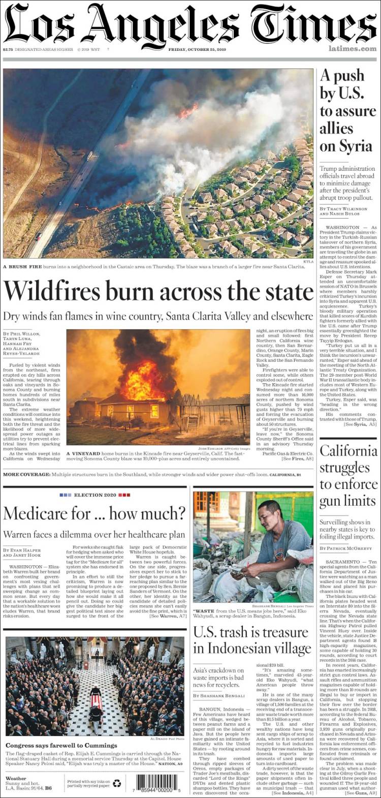 Portada de Los Angeles Times (USA)