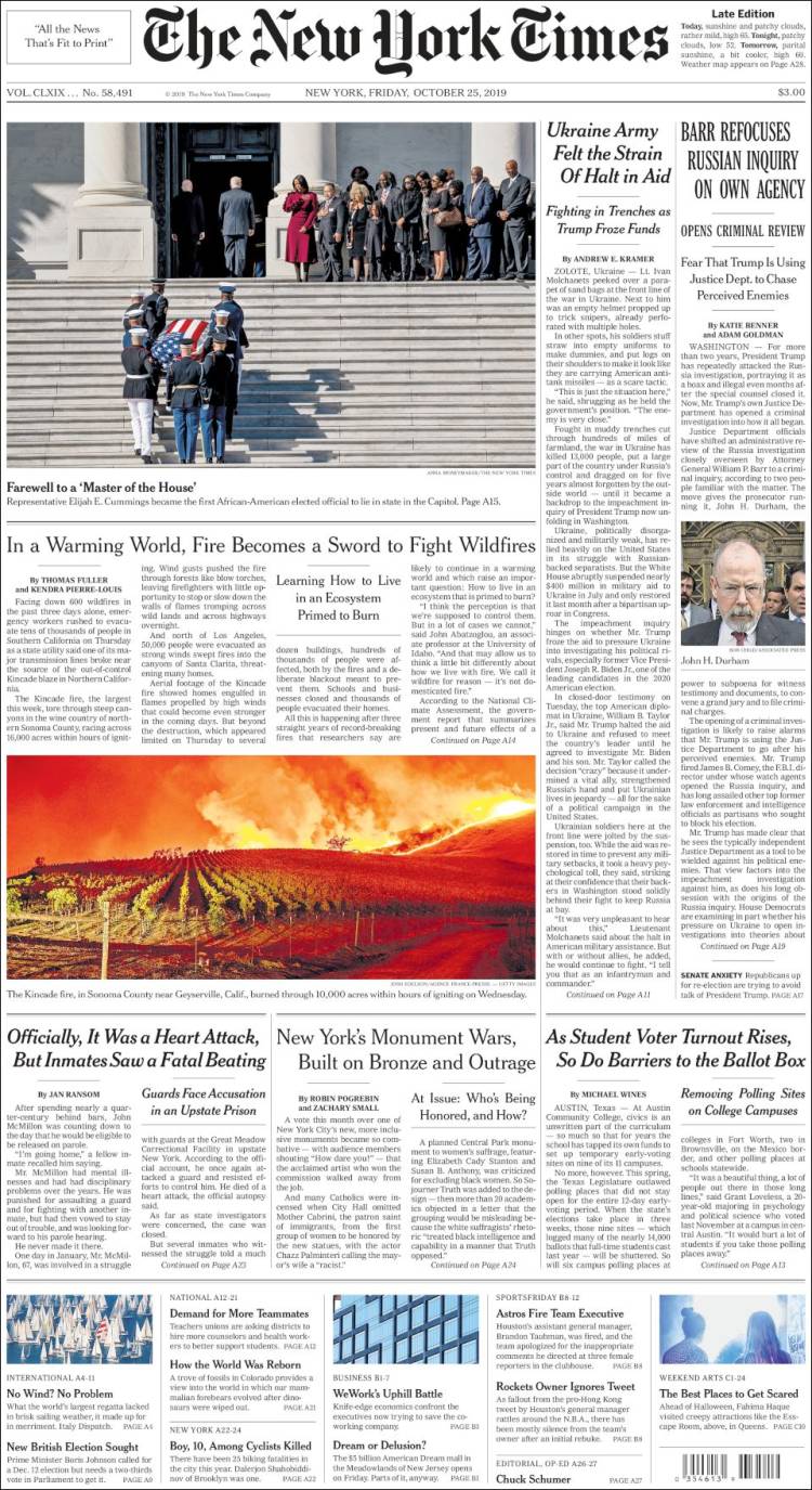 Portada de New York Times (USA)