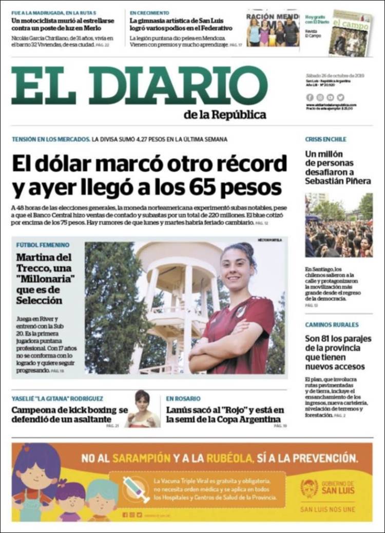 Portada de Diario de la República (Argentina)
