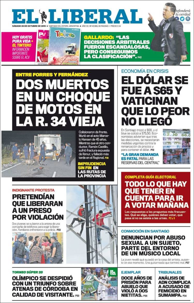 Portada de Diario El Liberal (Argentina)