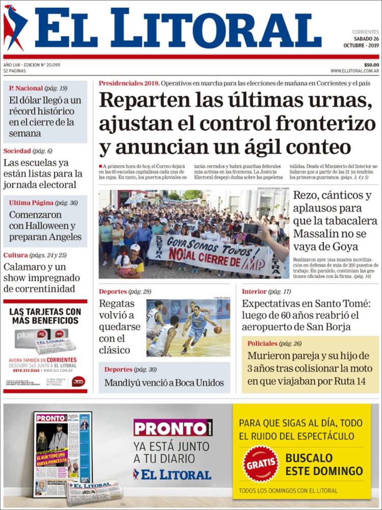 Portada de El Litoral Corrientes (Argentina)