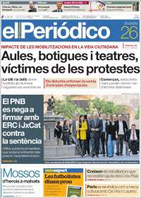 Portada de El Periódico de Catalunya (España)