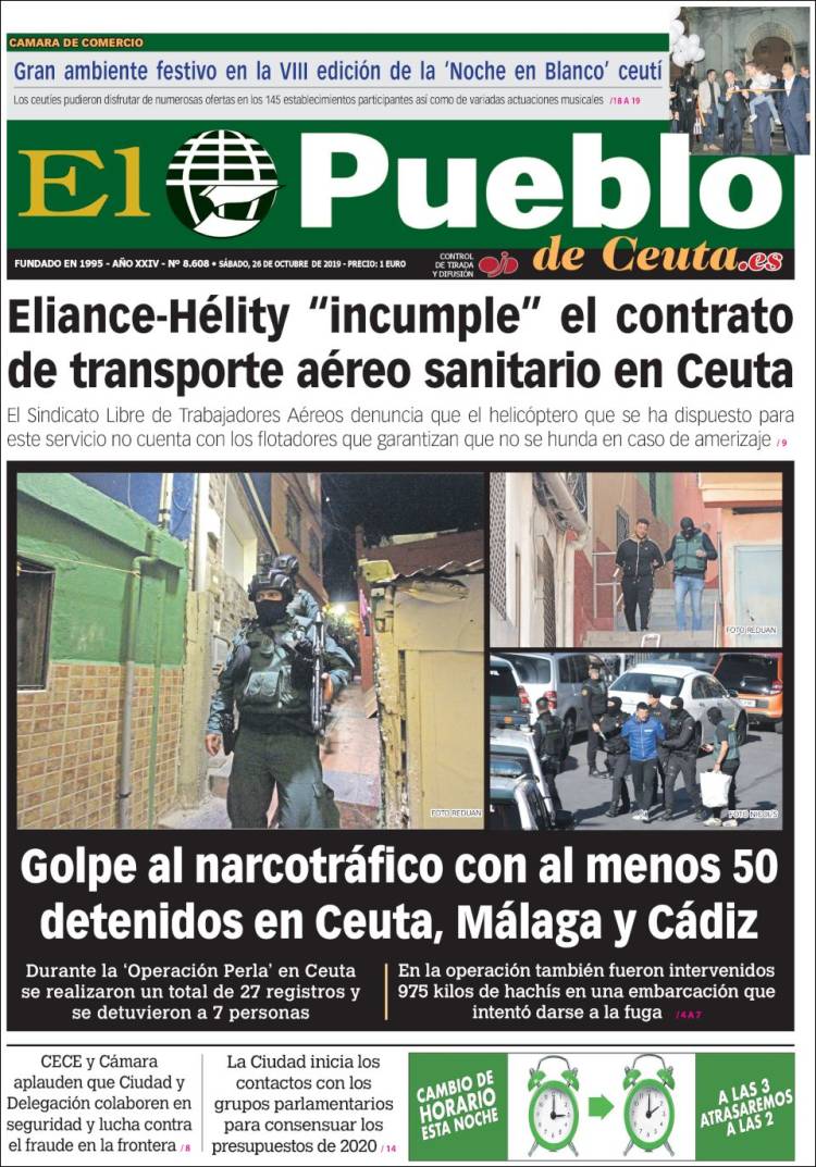 Portada de El Pueblo de Ceuta (España)