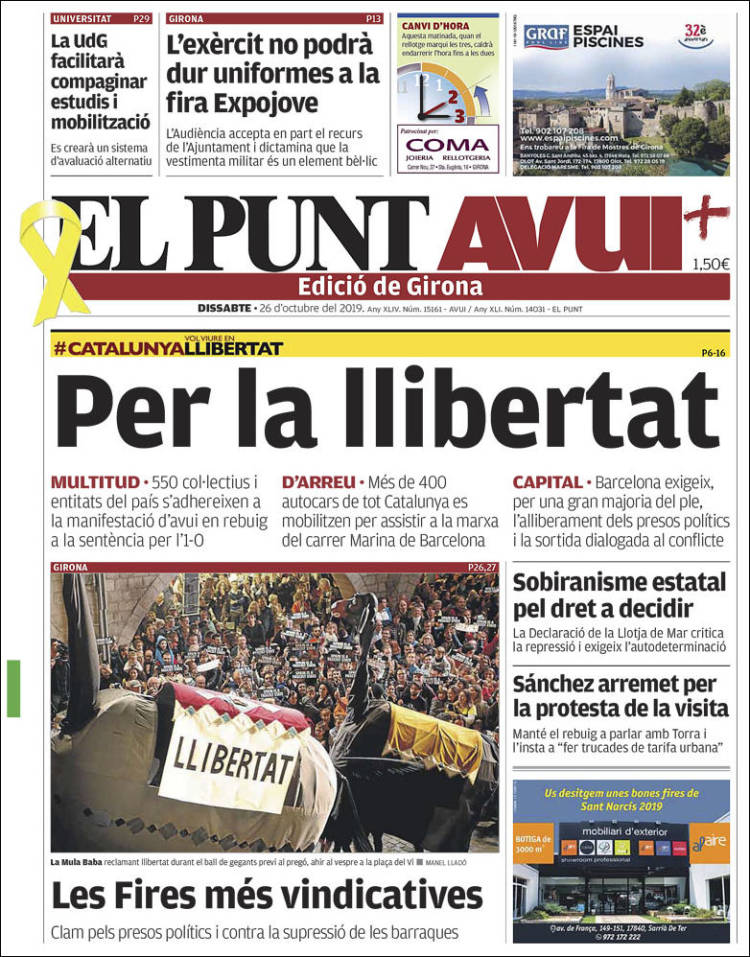 Portada de El Punt Avui - Girona (España)