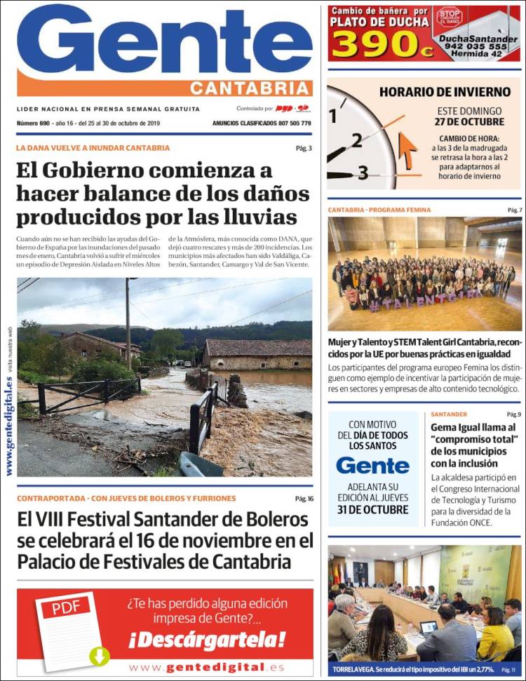 Portada de Gente en Santander (España)