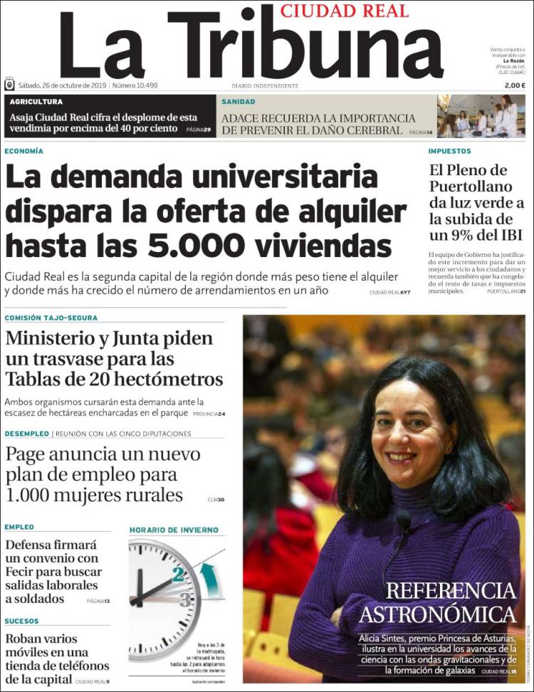 Portada de La Tribuna de Ciudad Real (España)