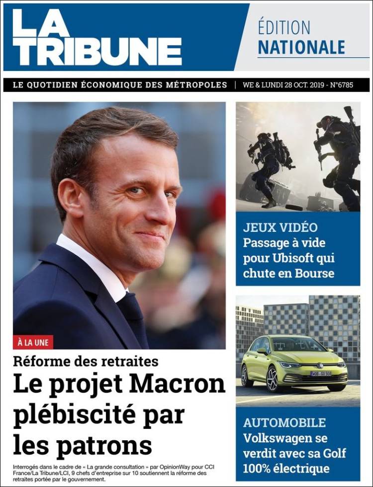 Portada de La Tribune (Francia)