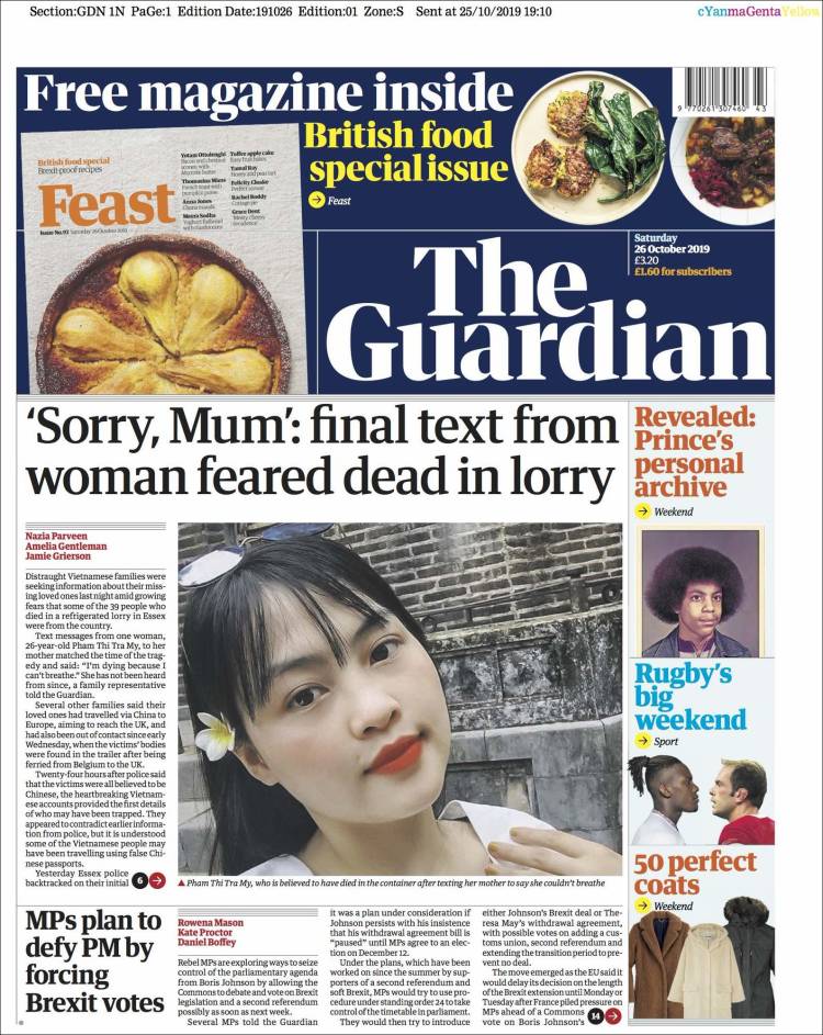 Portada de The Guardian (Reino Unido)