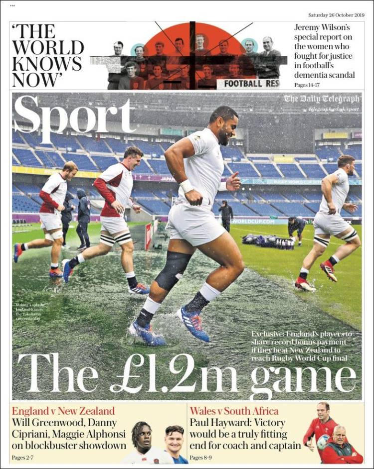 Portada de Telegraph Sport (Reino Unido)