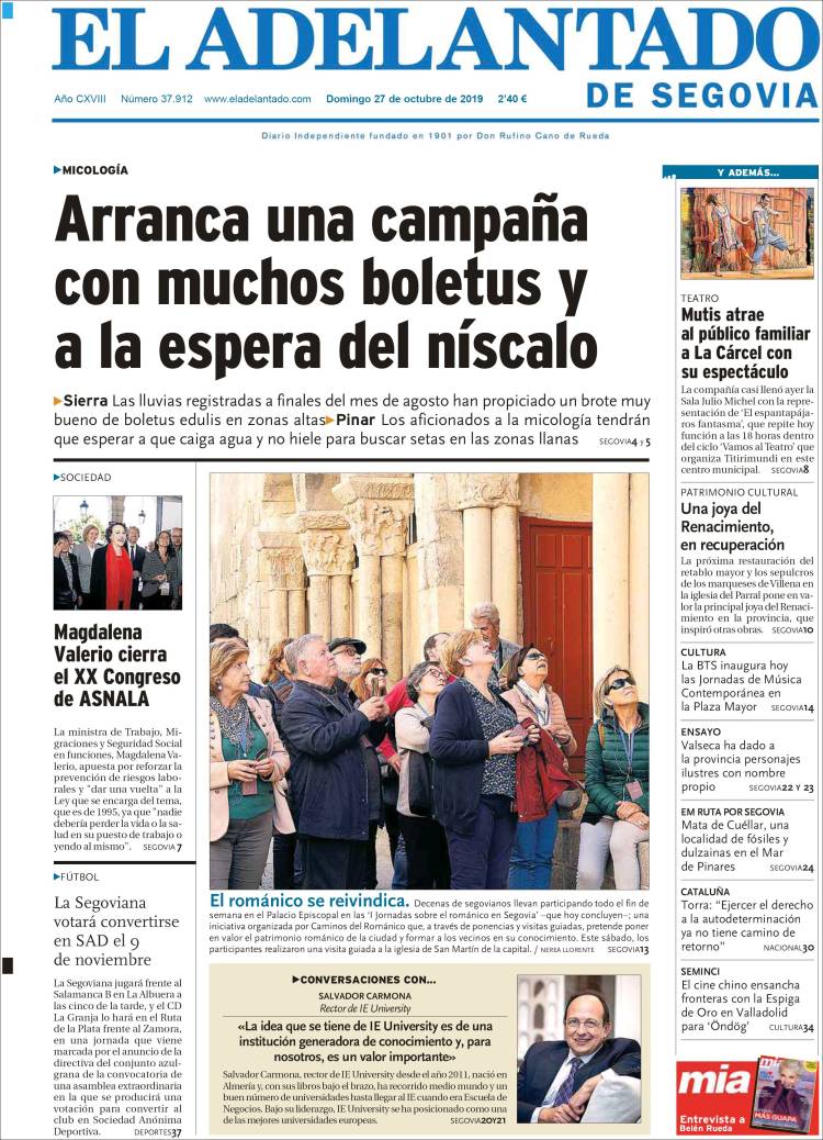 Portada de El Adelantado de Segovia (España)