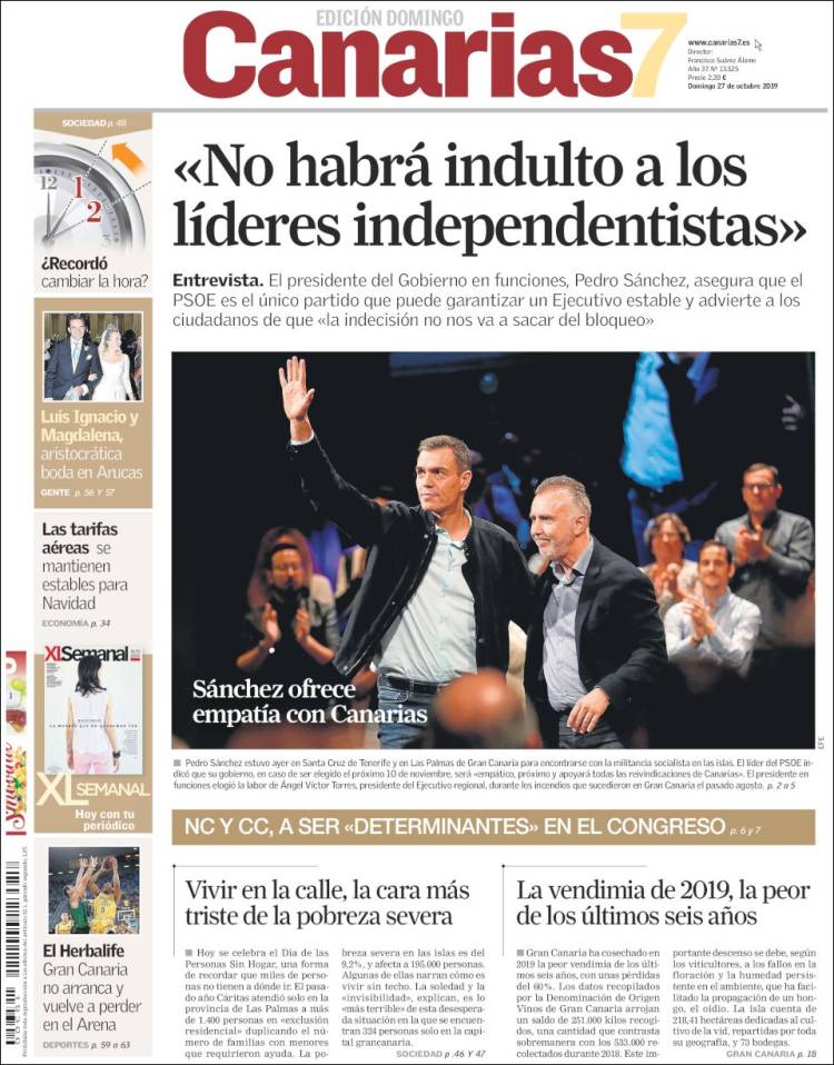 Portada de Canarias 7 (España)