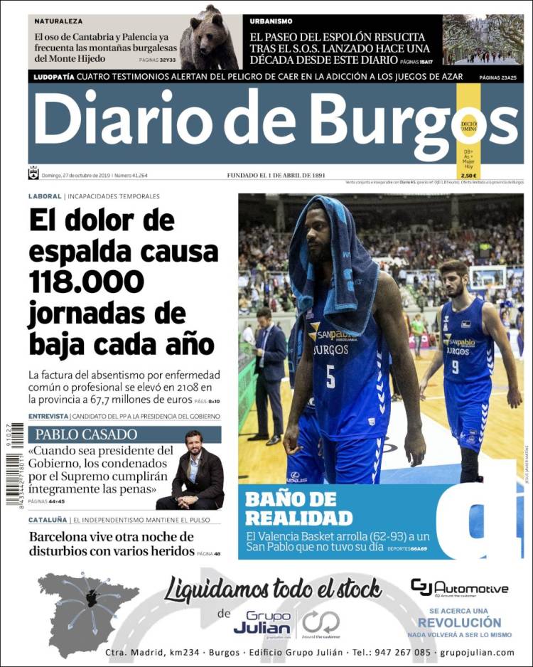 Portada de Diario de Burgos (España)