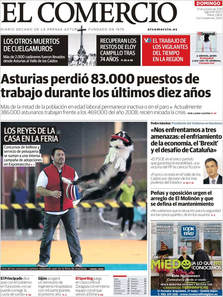 Portada de El Comercio (España)