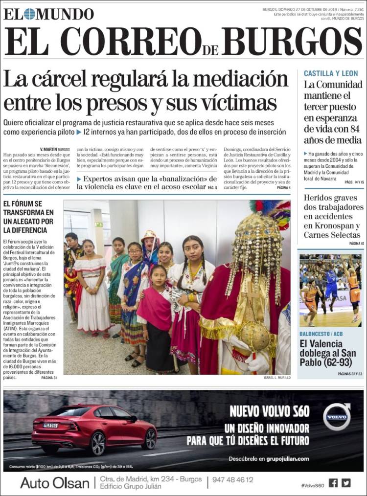 Portada de El Correo de Burgos (España)