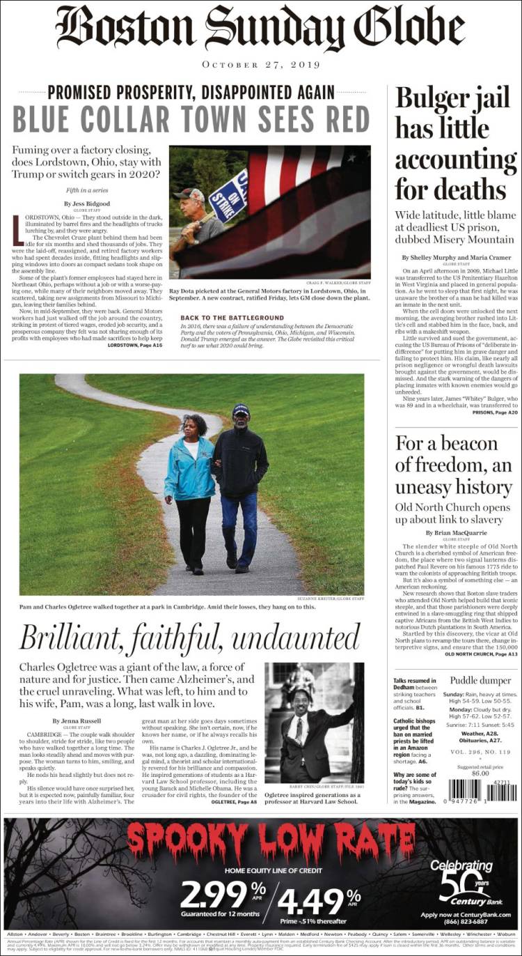 Portada de Boston Globe (USA)