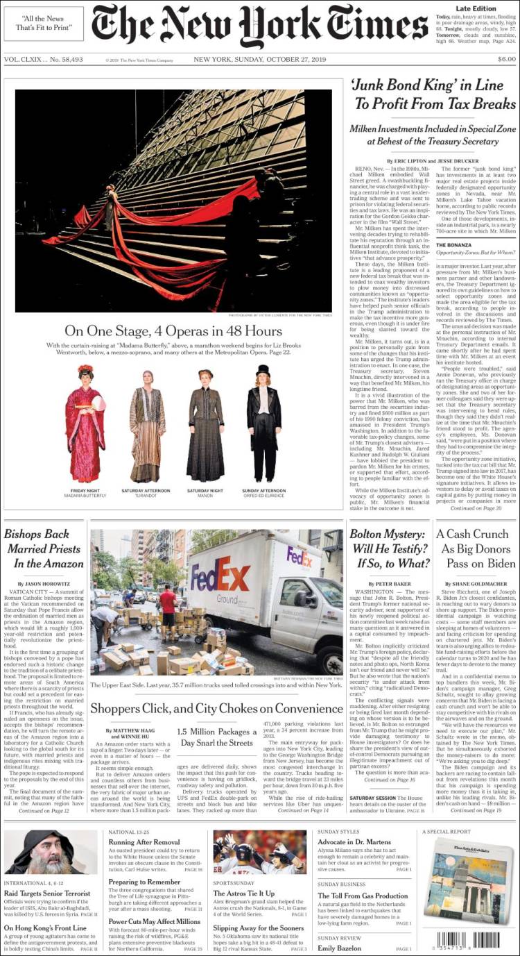 Portada de New York Times (USA)