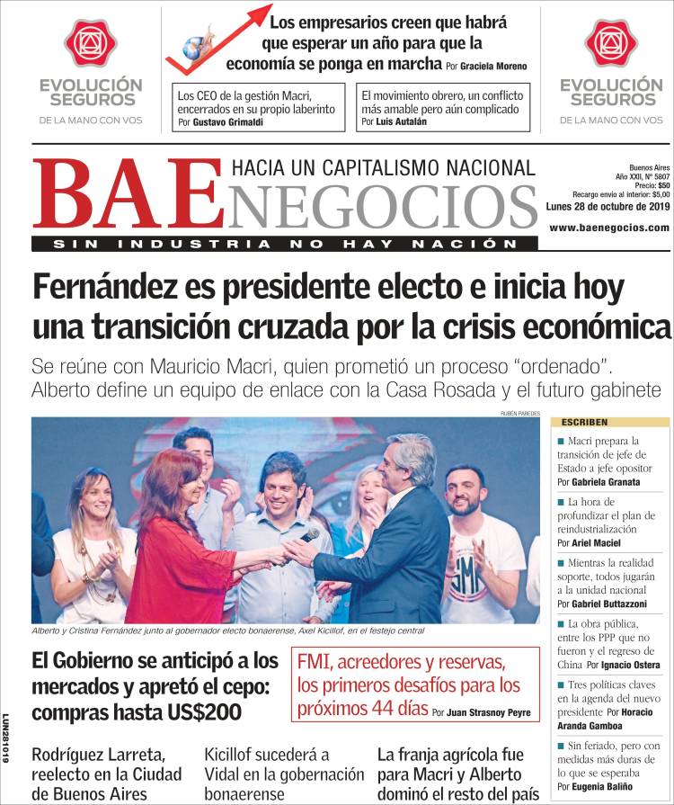 Portada de Buenos Aires Económico (Argentina)