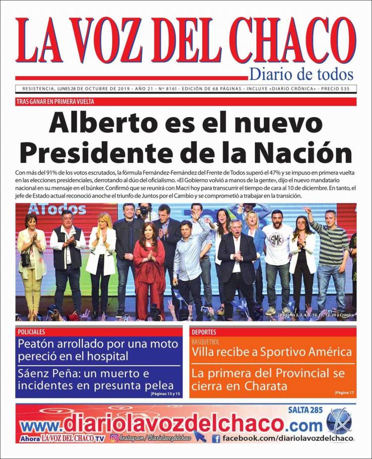 Portada de La Voz del Chaco (Argentina)