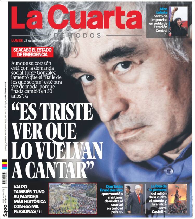 Portada de La Cuarta (Chile)