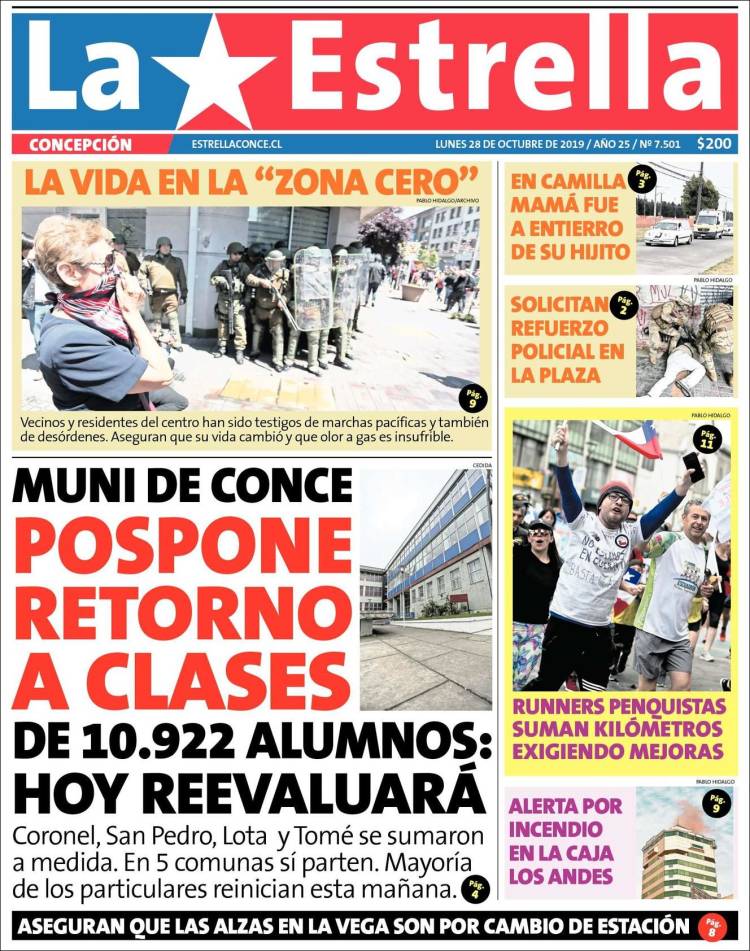 Portada de La Estrella de Concepción (Chile)