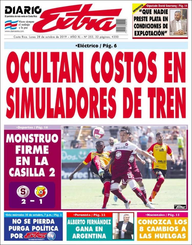 Portada de Diario Extra (Costa Rica)