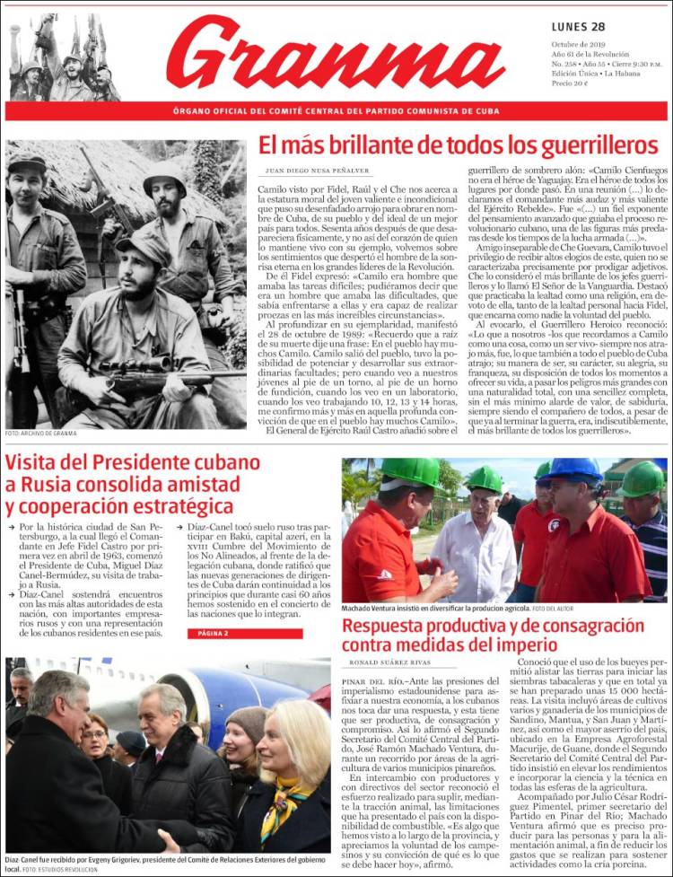 Portada de Granma (Cuba)