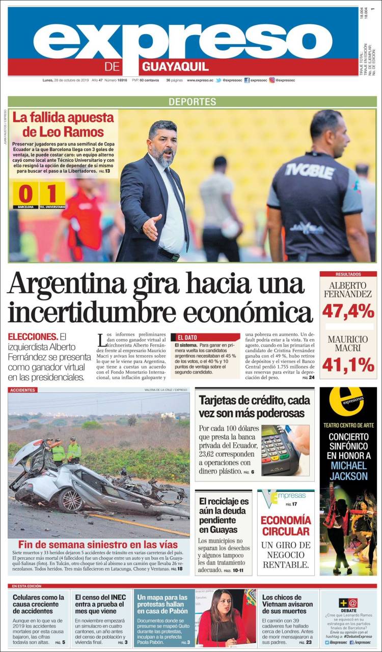Portada de Expreso (Ecuador)