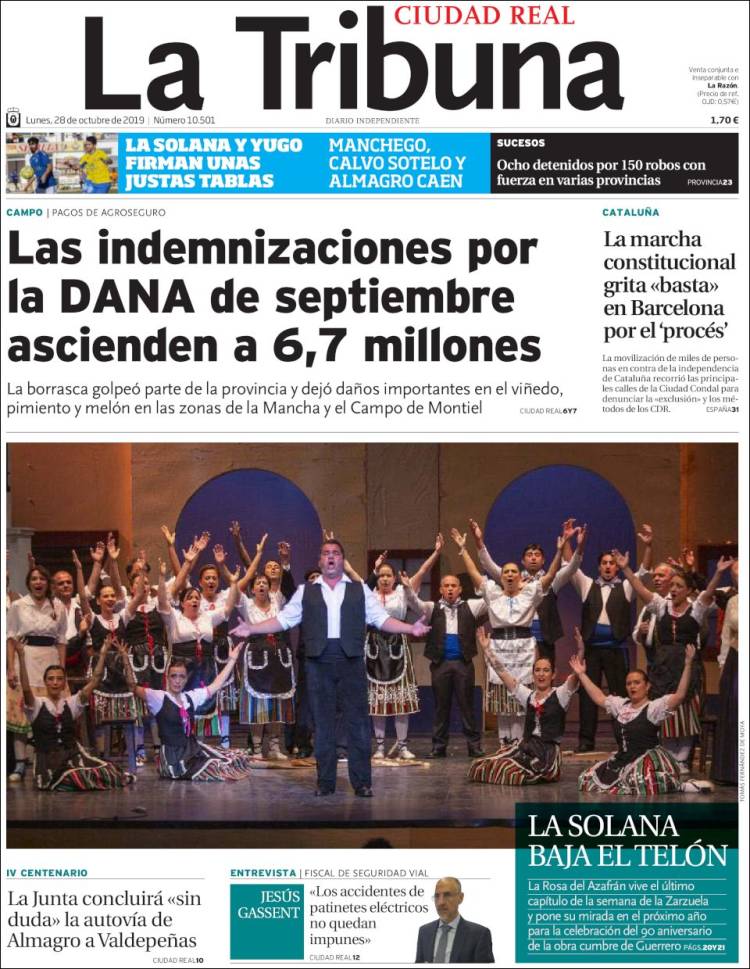Portada de La Tribuna de Ciudad Real (Espa&ntilde;a)
