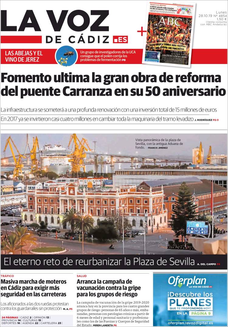 Portada de La Voz de Cádiz (Espa&ntilde;a)