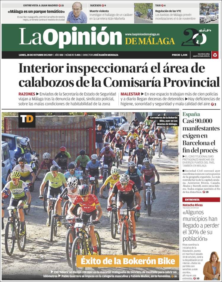 Portada de La Opinión de Málaga (Espa&ntilde;a)