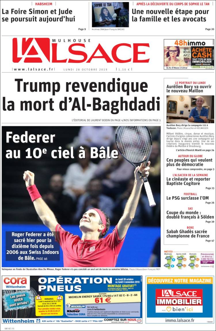 Portada de Journal L'Alsace (Francia)
