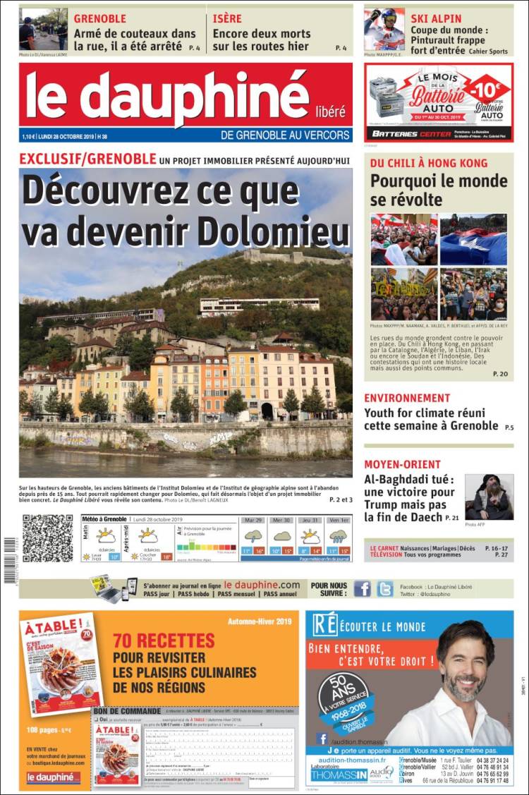 Portada de Le Dauphiné Libéré (Francia)
