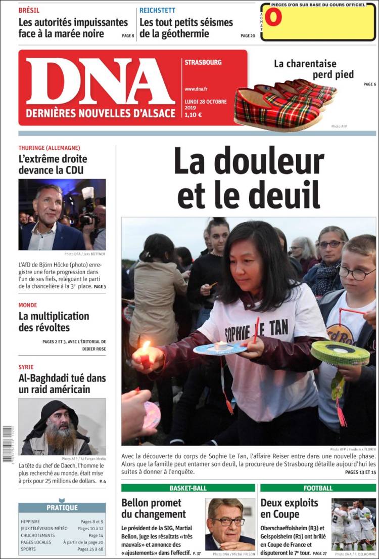 Portada de Les Dernières Nouvelles d'Alsace (Francia)