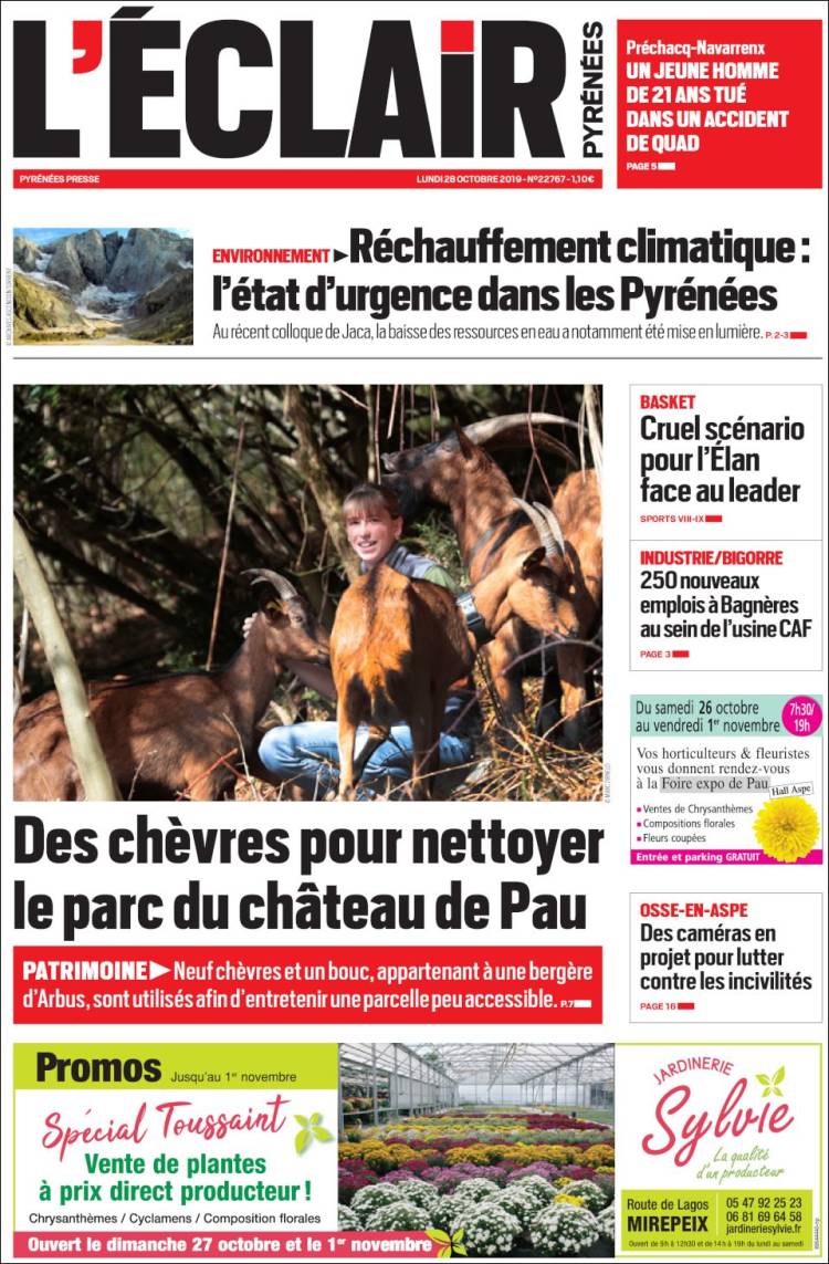 Portada de L'Eclair des Pyrénées (Francia)
