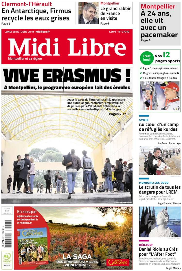 Portada de Midi Libre (Francia)