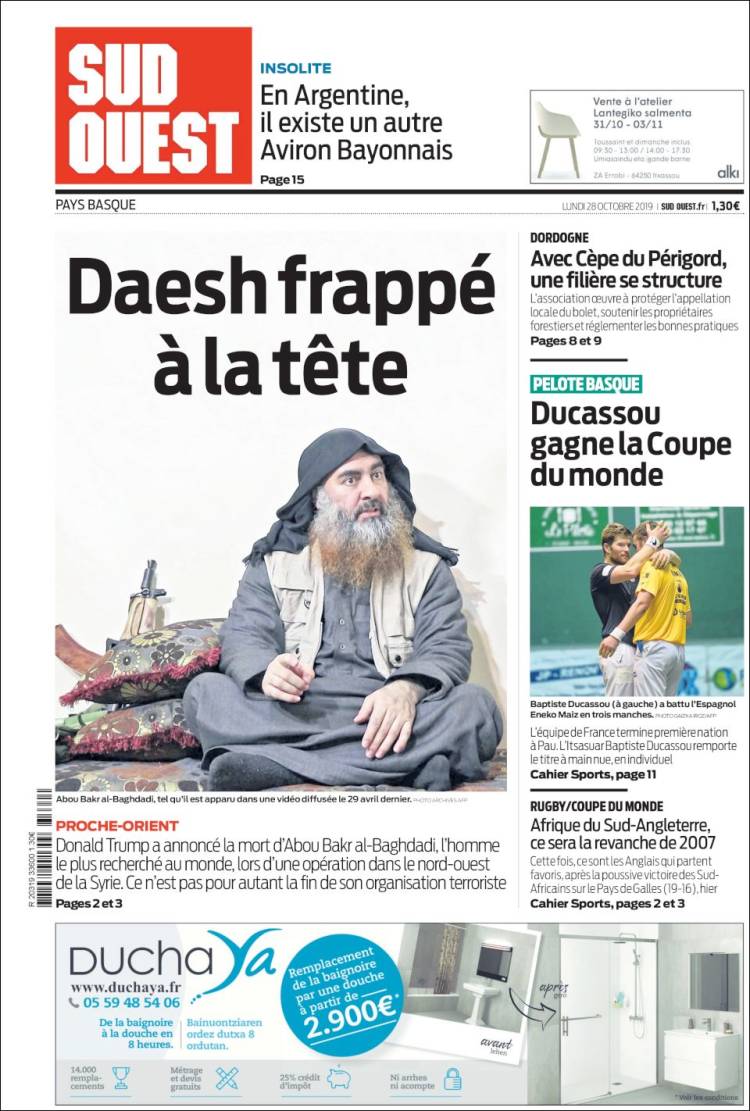 Portada de Sud Ouest (Francia)