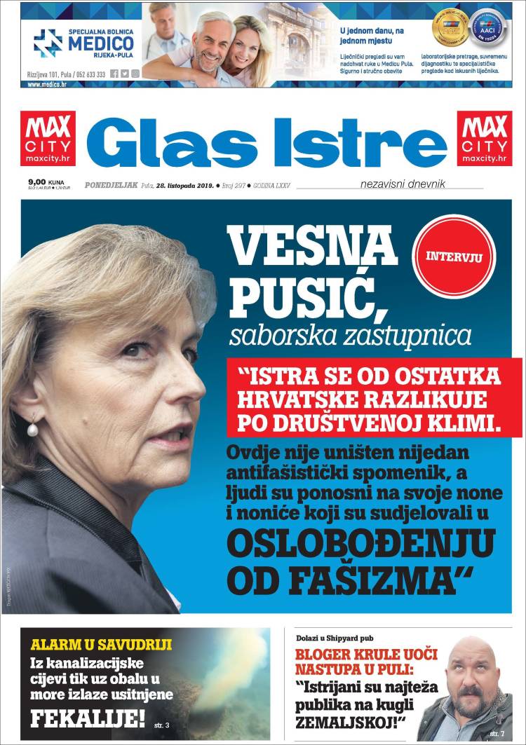 Portada de Glas Istre (Croacia)