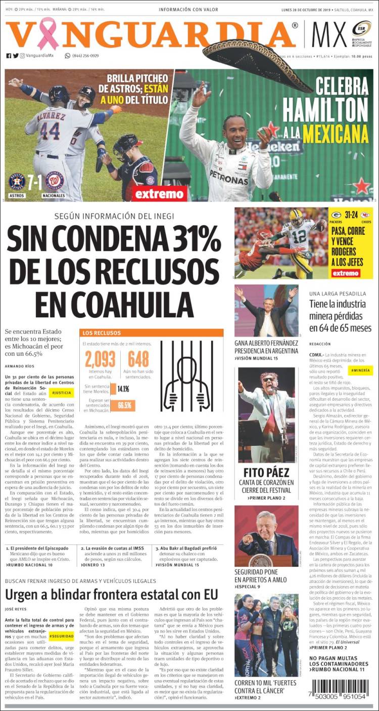 Portada de Vanguardia (M&eacute;xico)