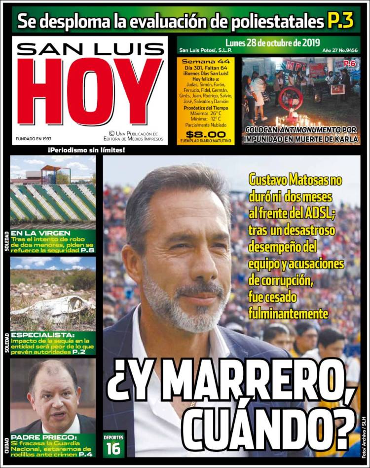 Portada de San Luis Hoy (M&eacute;xico)